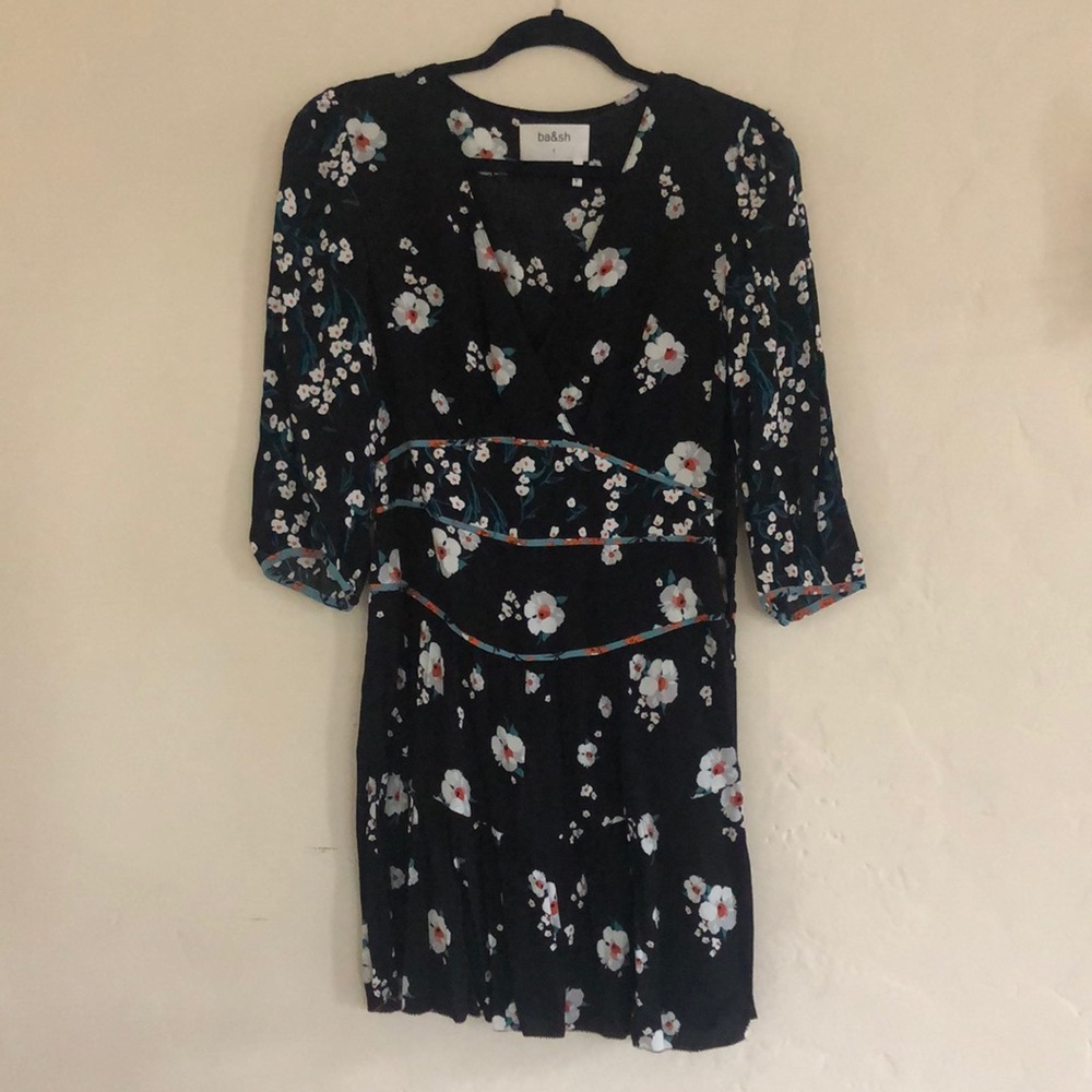 Black floral mini dress